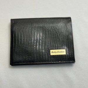 Harley-Davidson Vintage Black Leather Croc-Pattern Wallet